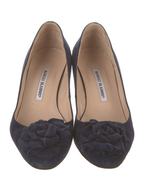Manolo Blahnik Suede Floral Print Pumps