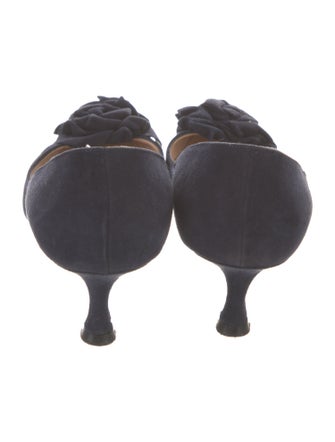 Manolo Blahnik Suede Floral Print Pumps