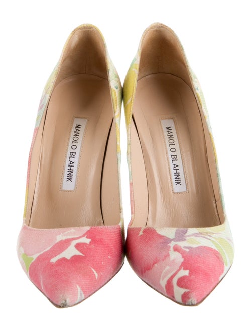 Manolo Blahnik Canvas Floral Print Pumps