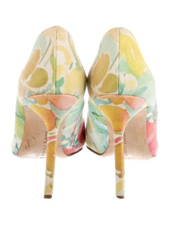 Manolo Blahnik Canvas Floral Print Pumps