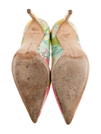 Manolo Blahnik Canvas Floral Print Pumps