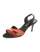 Manolo Blahnik Suede Colorblock Pattern Slingback Sandals