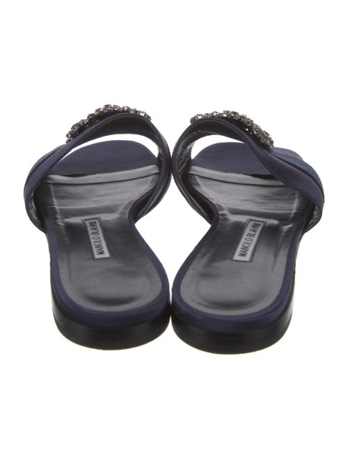 Manolo Blahnik Satin Crystal Embellishments Slides