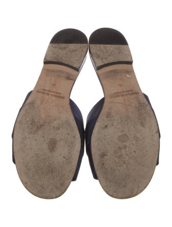 Manolo Blahnik Satin Crystal Embellishments Slides