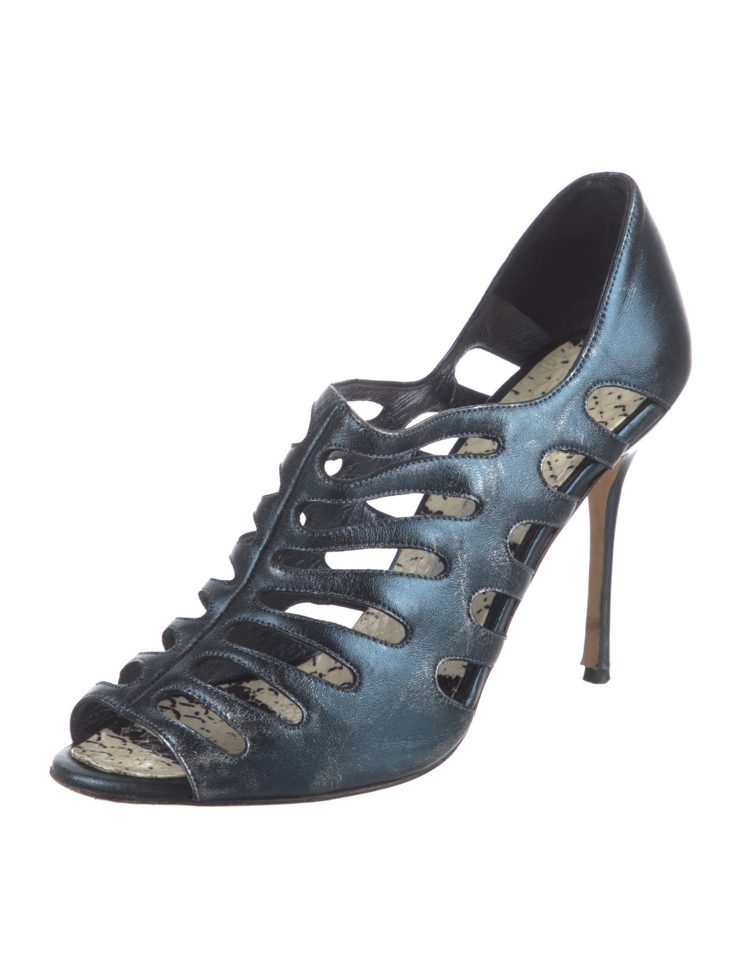 Manolo Blahnik Leather T-Strap Pumps