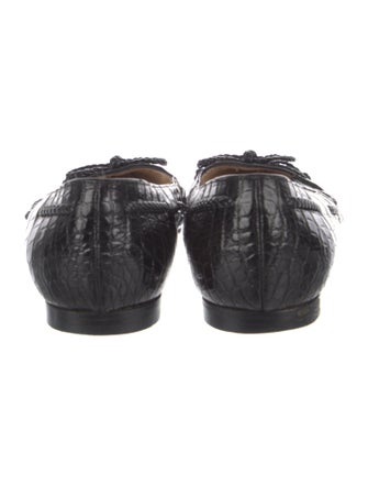 Manolo Blahnik Leather Bow Accents Ballet Flats