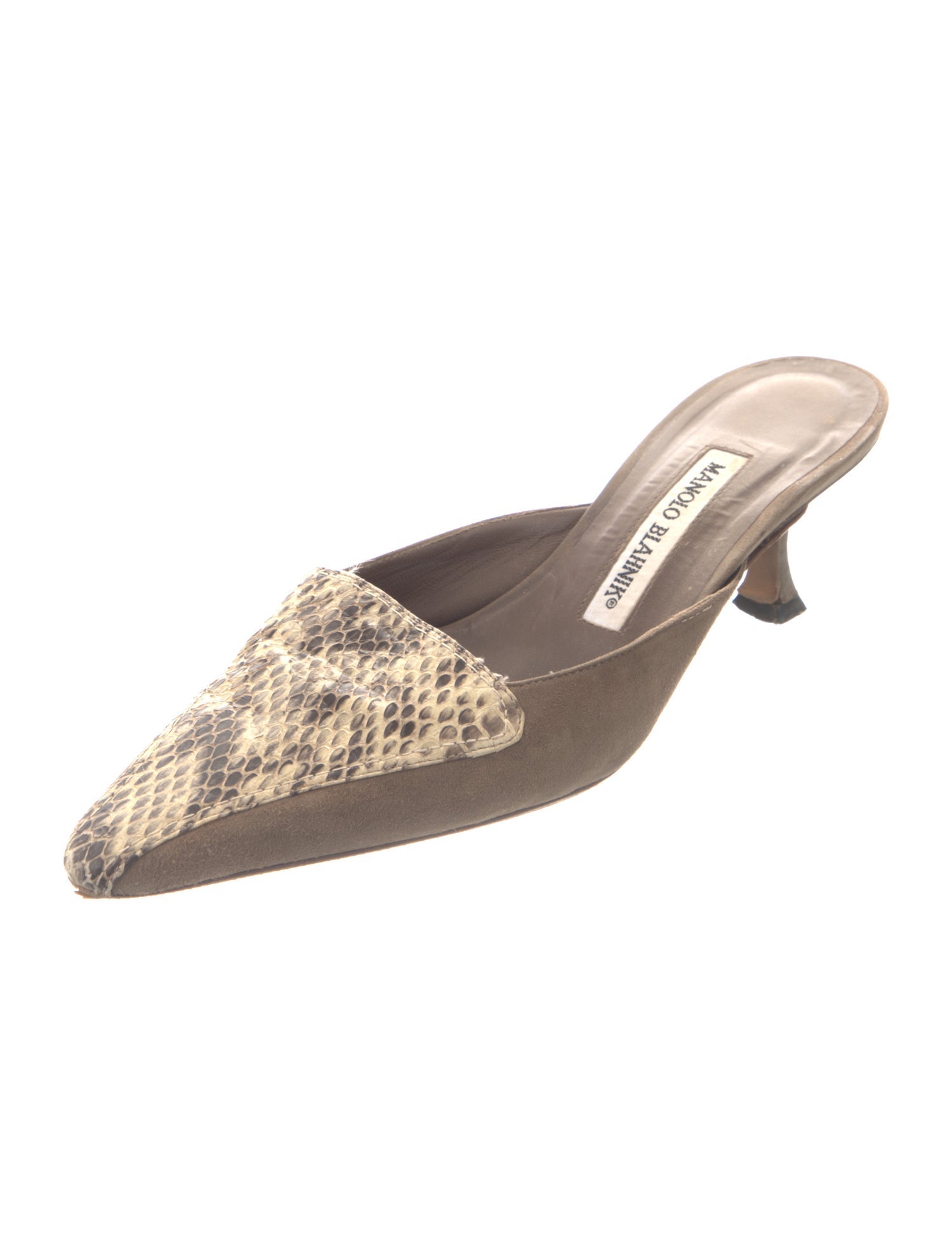 Manolo Blahnik Suede Animal Print Mules