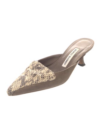 Manolo Blahnik Suede Animal Print Mules