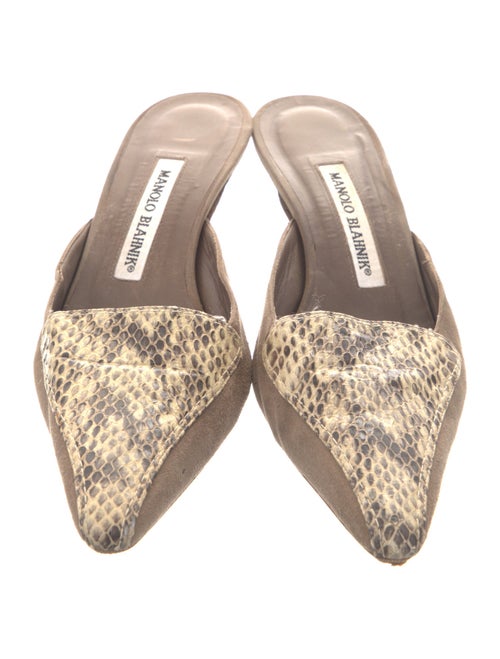 Manolo Blahnik Suede Animal Print Mules