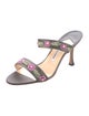 Manolo Blahnik Satin Floral Print Slides
