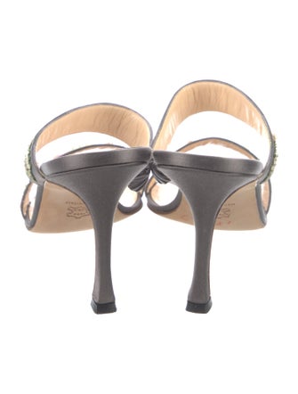 Manolo Blahnik Satin Floral Print Slides