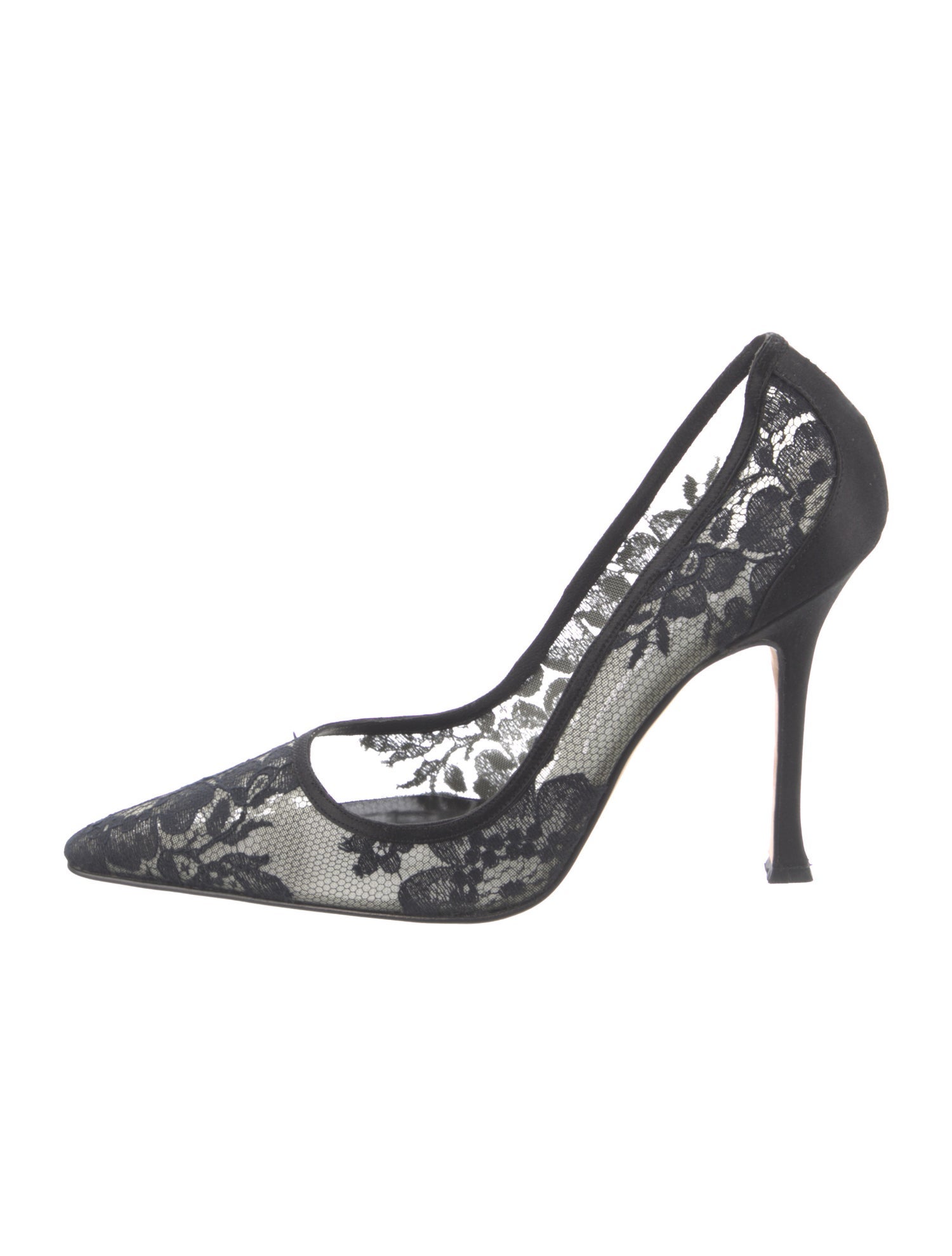 Manolo Blahnik Mesh Lace Pattern Pumps