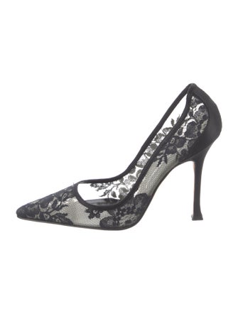 Manolo Blahnik Mesh Lace Pattern Pumps