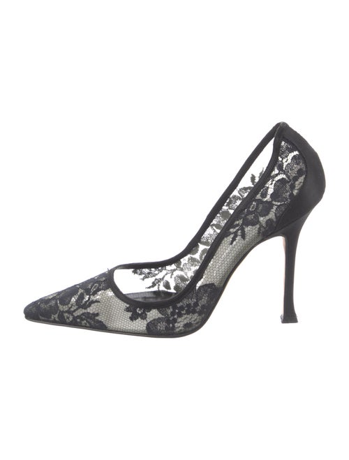 Manolo Blahnik Mesh Lace Pattern Pumps