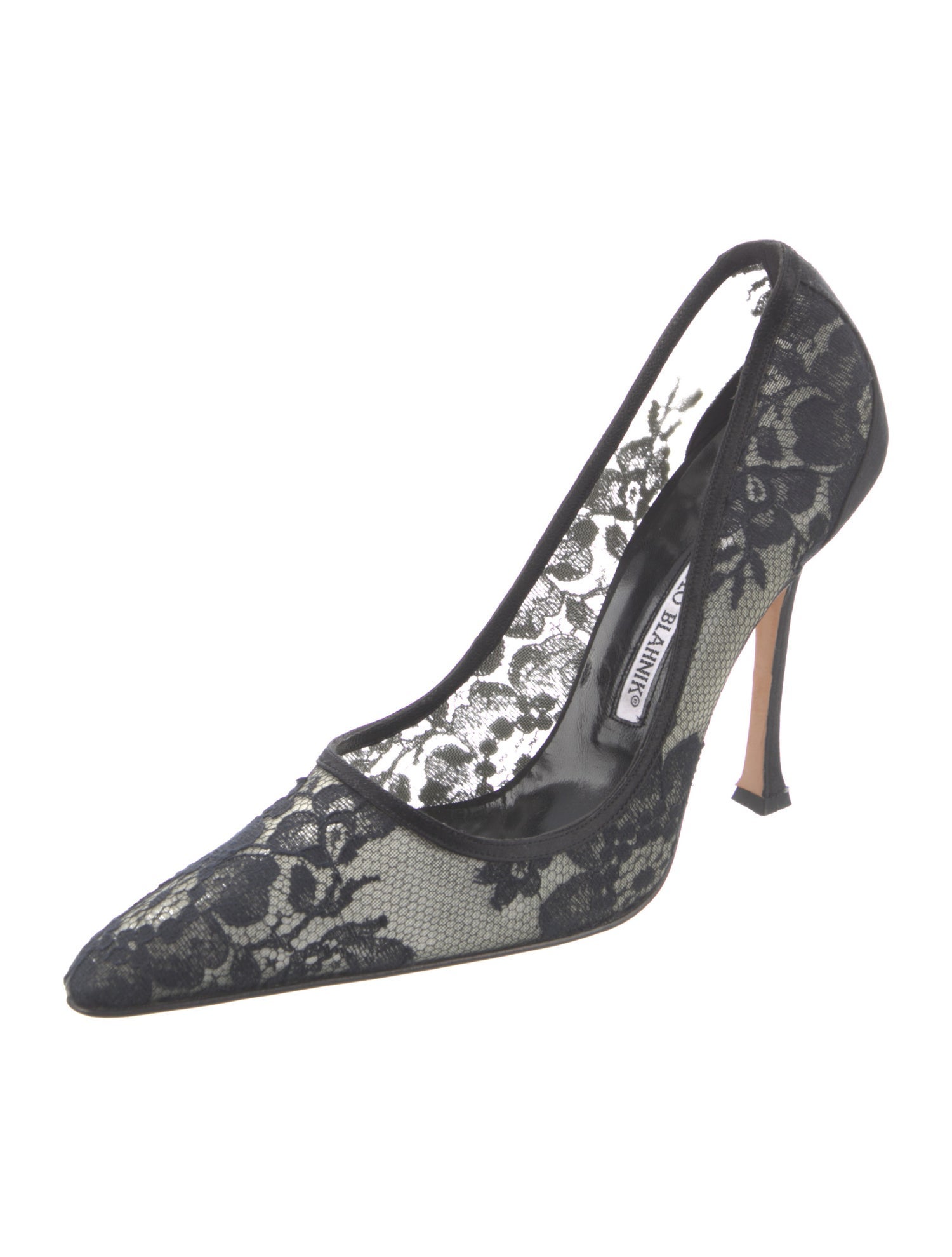Manolo Blahnik Mesh Lace Pattern Pumps
