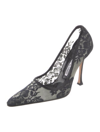 Manolo Blahnik Mesh Lace Pattern Pumps