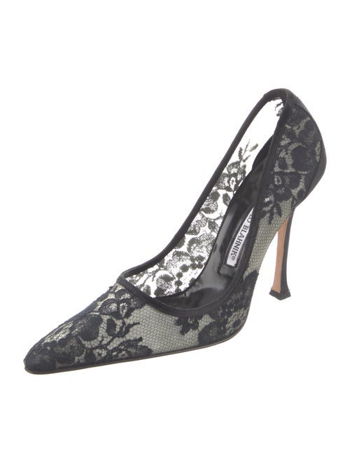 Manolo Blahnik Mesh Lace Pattern Pumps
