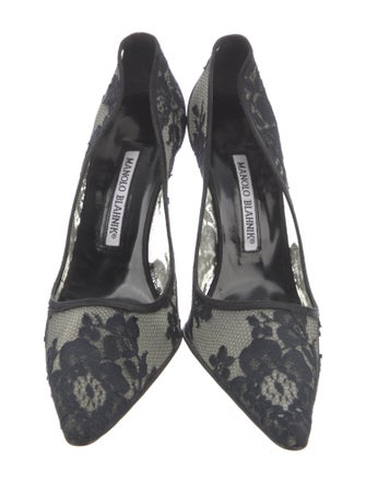 Manolo Blahnik Mesh Lace Pattern Pumps