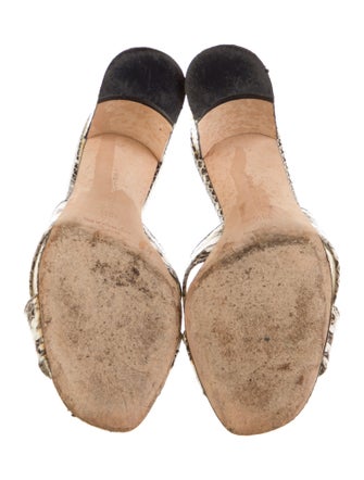 Manolo Blahnik Snakeskin Animal Print Slides