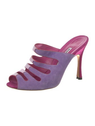 Manolo Blahnik Suede Cutout Accent Slides