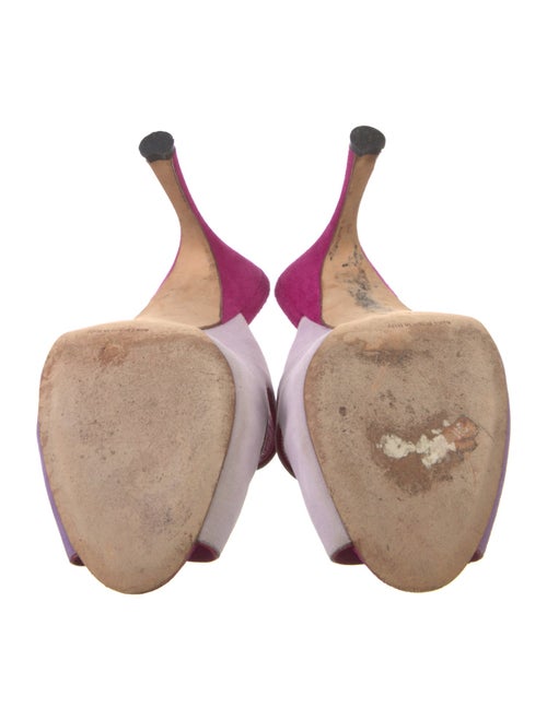 Manolo Blahnik Suede Cutout Accent Slides