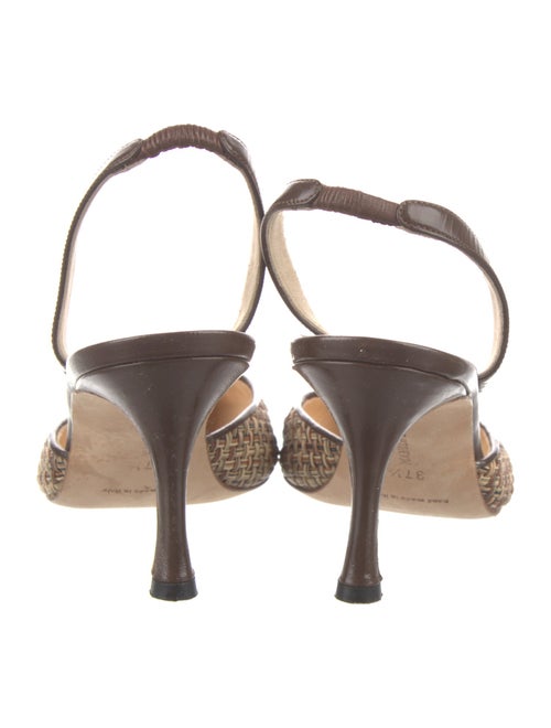Manolo Blahnik Leather Tweed Pattern Slingback Pumps