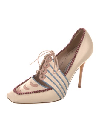 Manolo Blahnik Leather Striped Pumps