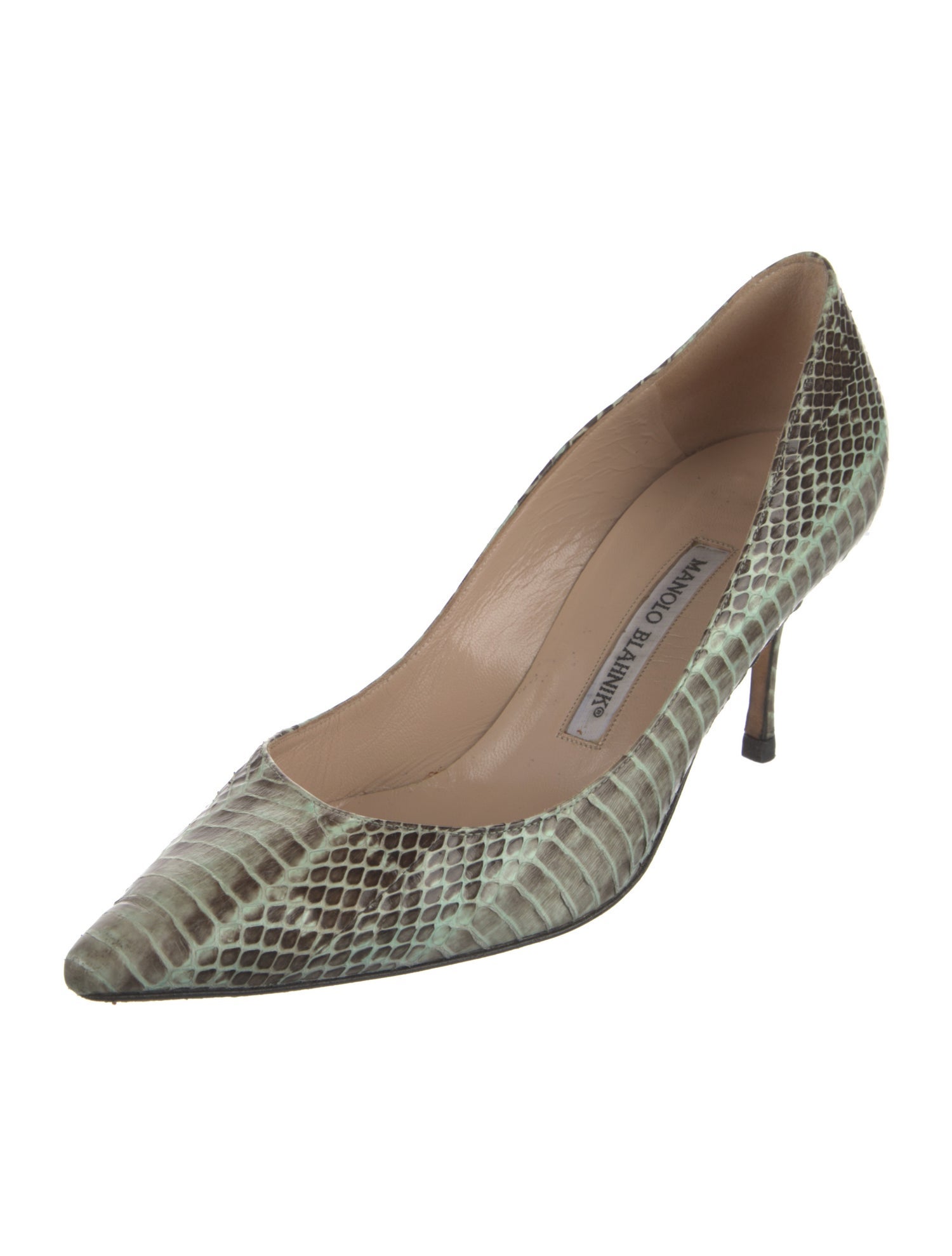 Manolo Blahnik Leather Animal Print Pumps