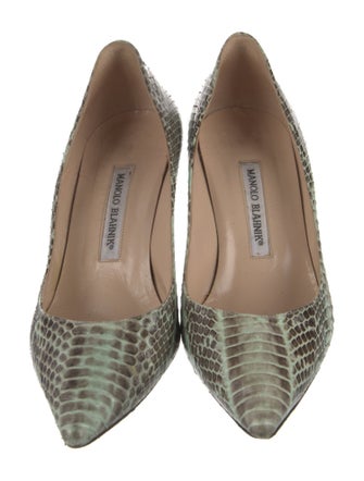 Manolo Blahnik Leather Animal Print Pumps
