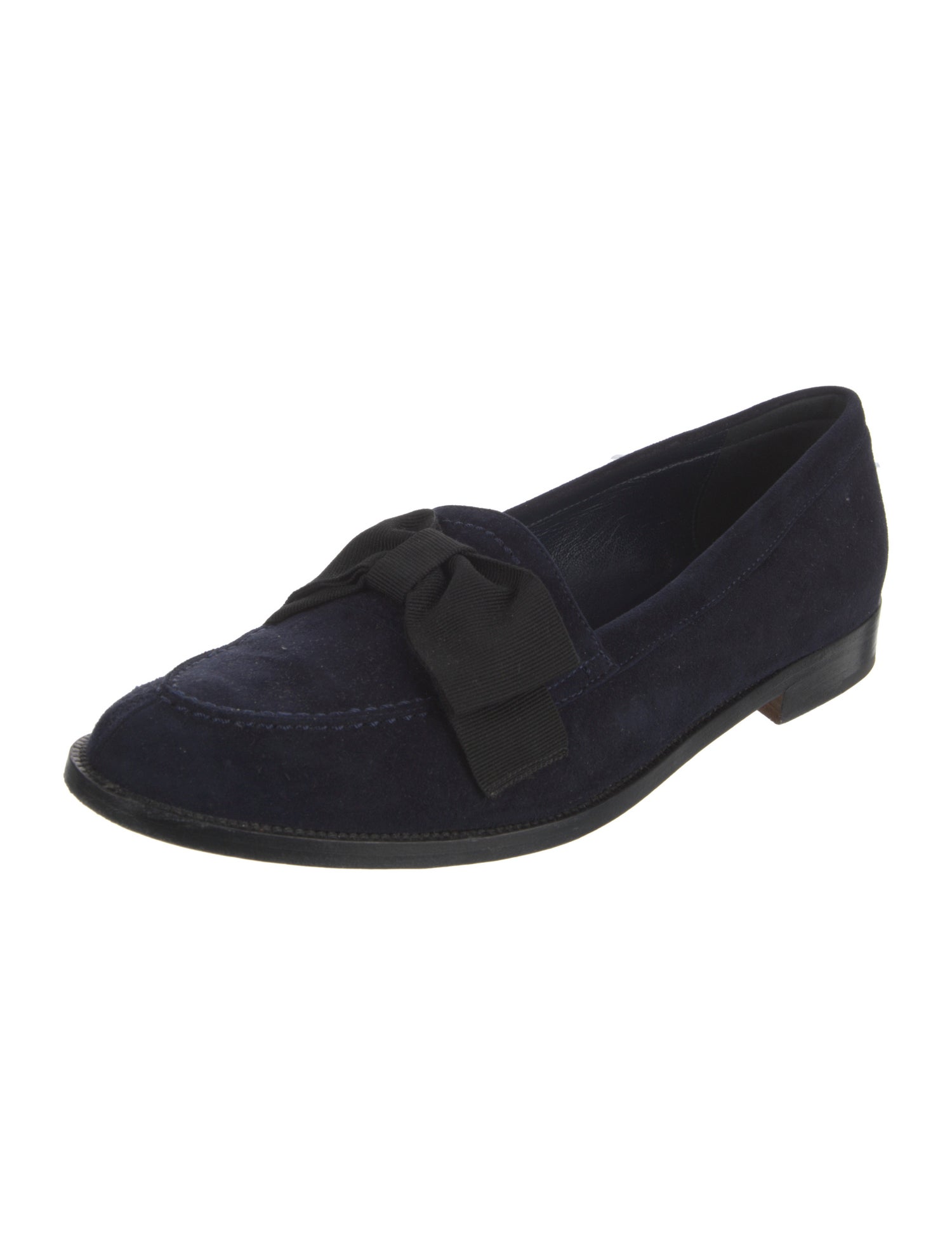 Manolo Blahnik Suede Bow Accents Loafers
