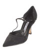 Manolo Blahnik Wool T-Strap Pumps