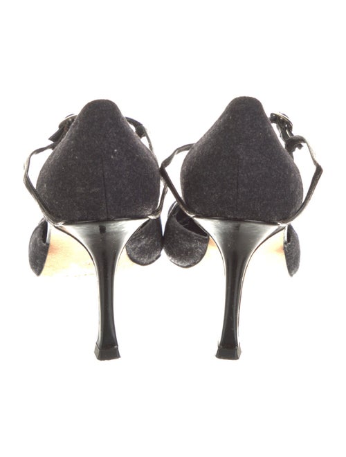Manolo Blahnik Wool T-Strap Pumps