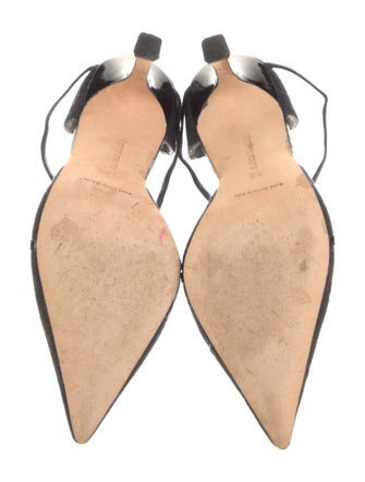 Manolo Blahnik Wool T-Strap Pumps