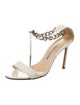 Manolo Blahnik Patent Leather Chain-Link Accents T-Strap Sandals
