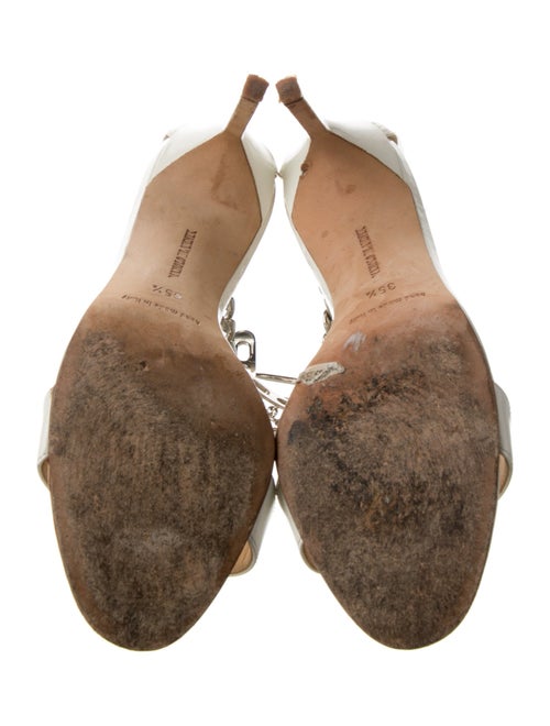 Manolo Blahnik Patent Leather Chain-Link Accents T-Strap Sandals