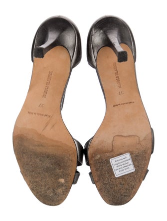 Manolo Blahnik Leather Crystal Embellishments Sandals
