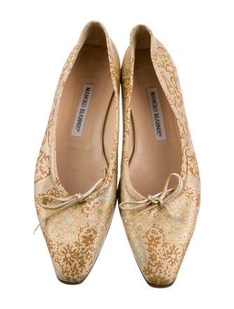 Manolo Blahnik Leather Printed Ballet Flats