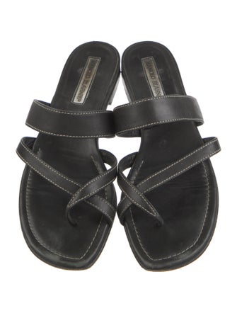 Manolo Blahnik Leather Slides