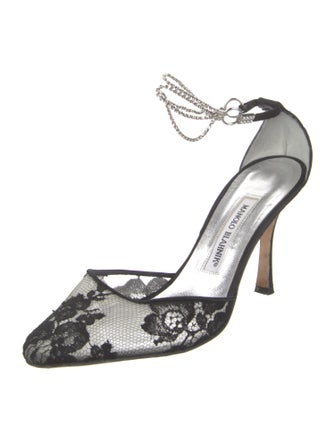 Manolo Blahnik Mesh Lace Pattern D'Orsay Pumps