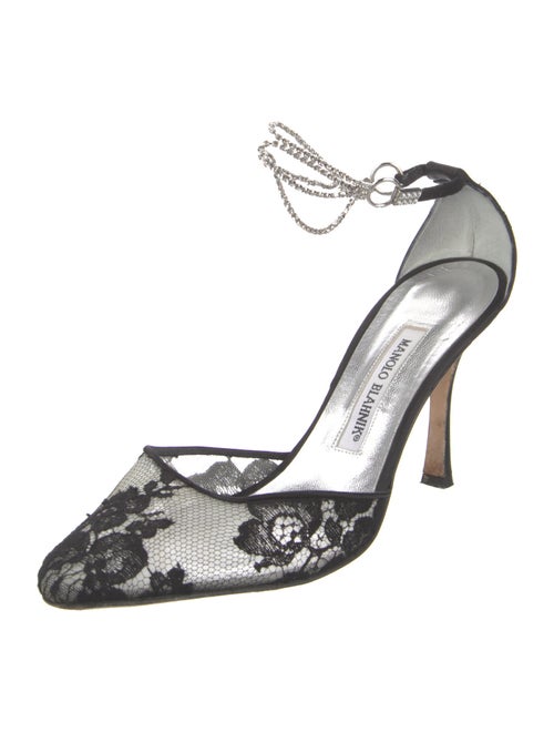 Manolo Blahnik Mesh Lace Pattern D'Orsay Pumps