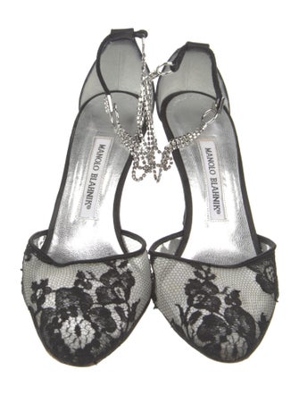 Manolo Blahnik Mesh Lace Pattern D'Orsay Pumps