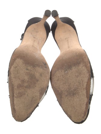 Manolo Blahnik Mesh Lace Pattern D'Orsay Pumps