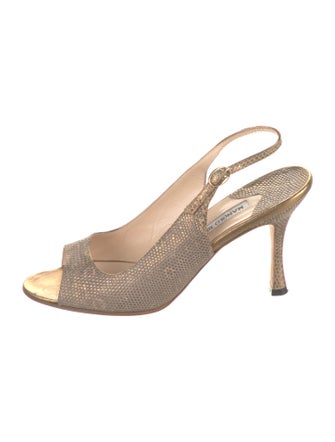 Manolo Blahnik Lizard Slingback Sandals