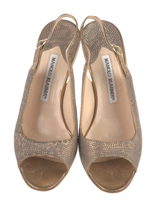 Manolo Blahnik Lizard Slingback Sandals