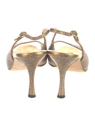 Manolo Blahnik Lizard Slingback Sandals