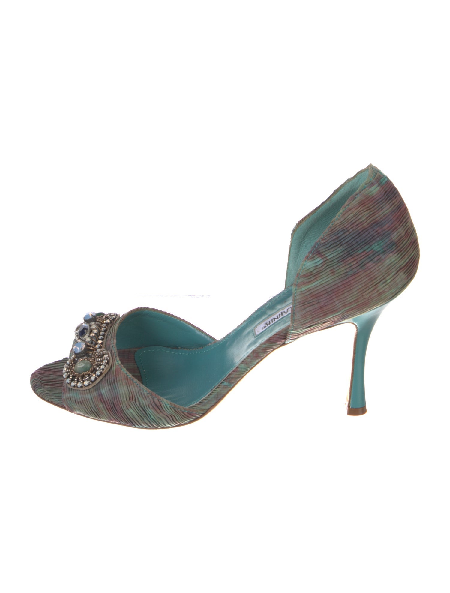 Manolo Blahnik Printed Crystal Embellishments D'Orsay Pumps