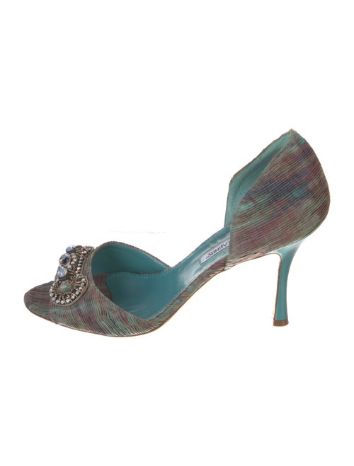 Manolo Blahnik Printed Crystal Embellishments D'Orsay Pumps