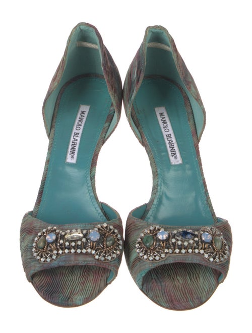 Manolo Blahnik Printed Crystal Embellishments D'Orsay Pumps