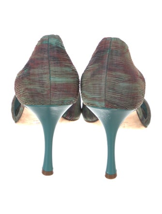 Manolo Blahnik Printed Crystal Embellishments D'Orsay Pumps