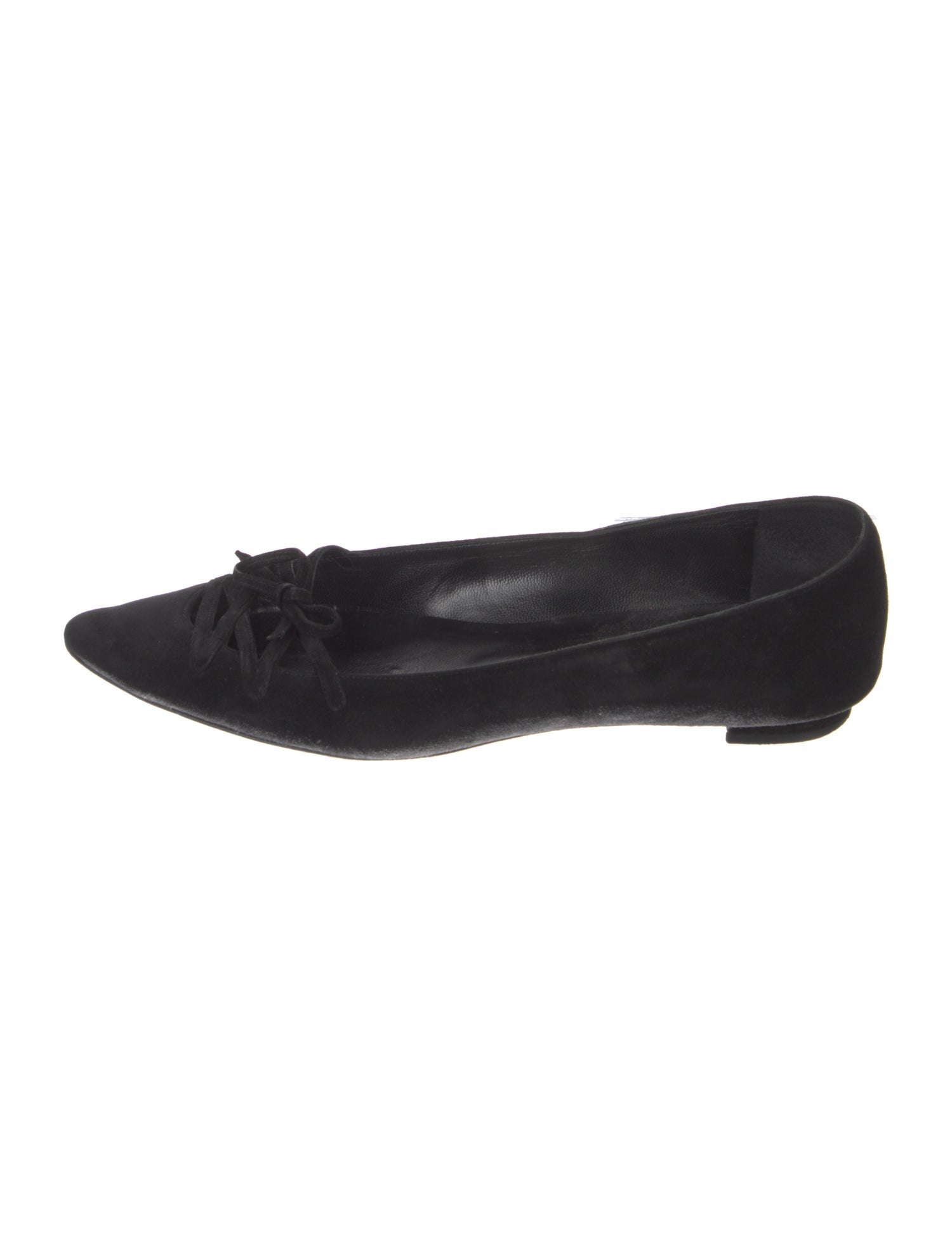 Manolo Blahnik Suede Bow Accents Ballet Flats